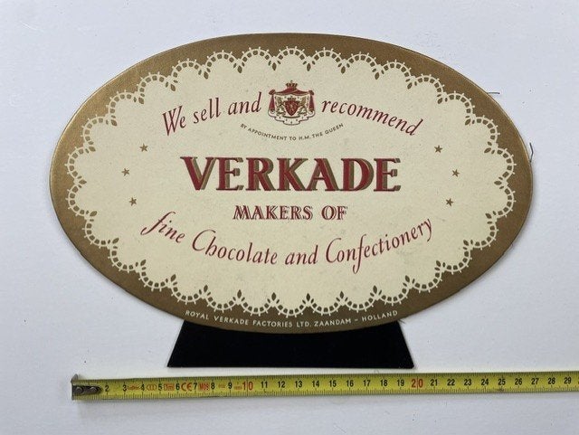 Reclame schildje Verkade winkeldisplay jaren 1950, Ophalen of Verzenden, Zo goed als nieuw, Overige typen