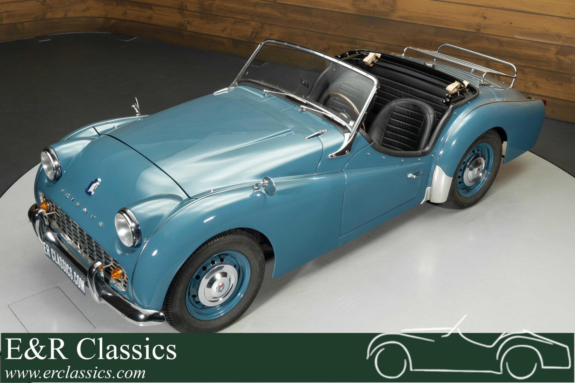 Triumph TR3 Cabriolet | 1960, Auto's, Achterwielaandrijving, Zwart, Cabriolet, Blauw