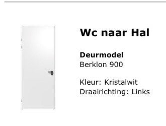 Berklon 900 binnendeur Berkvens, wit 231,5x88 cm, Ophalen, Gebruikt, 80 tot 100 cm, 215 cm of meer