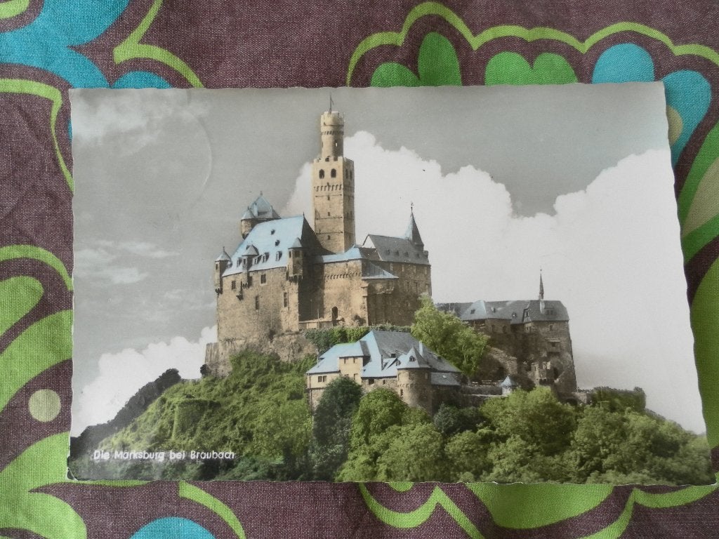 die marksburg bei braubach duitsland, Ophalen of Verzenden, 1940 tot 1960, Gelopen, Duitsland