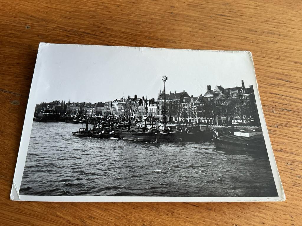 T190 Rotterdam De Maas Boompjes binnenvaart REPRODUCTIE, Ophalen of Verzenden, Zuid-Holland