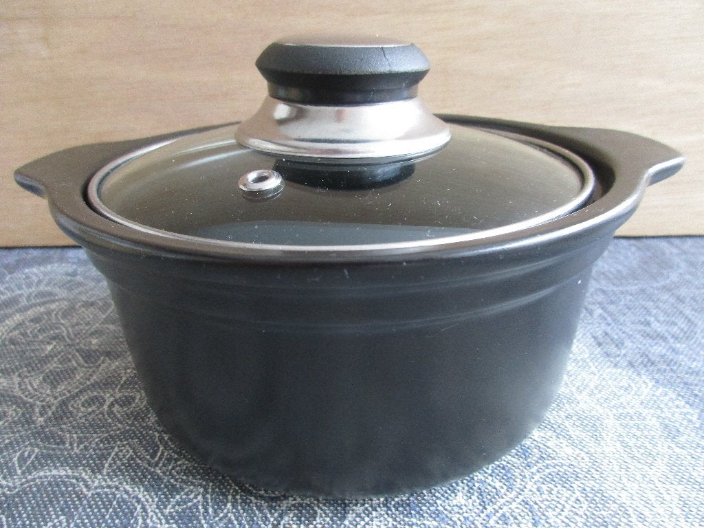 zgan Keramische zwart pannetje 16 cm doorsnee, Ophalen of Verzenden, Zo goed als nieuw, Overige materialen, Kookpan of Snelkookpan