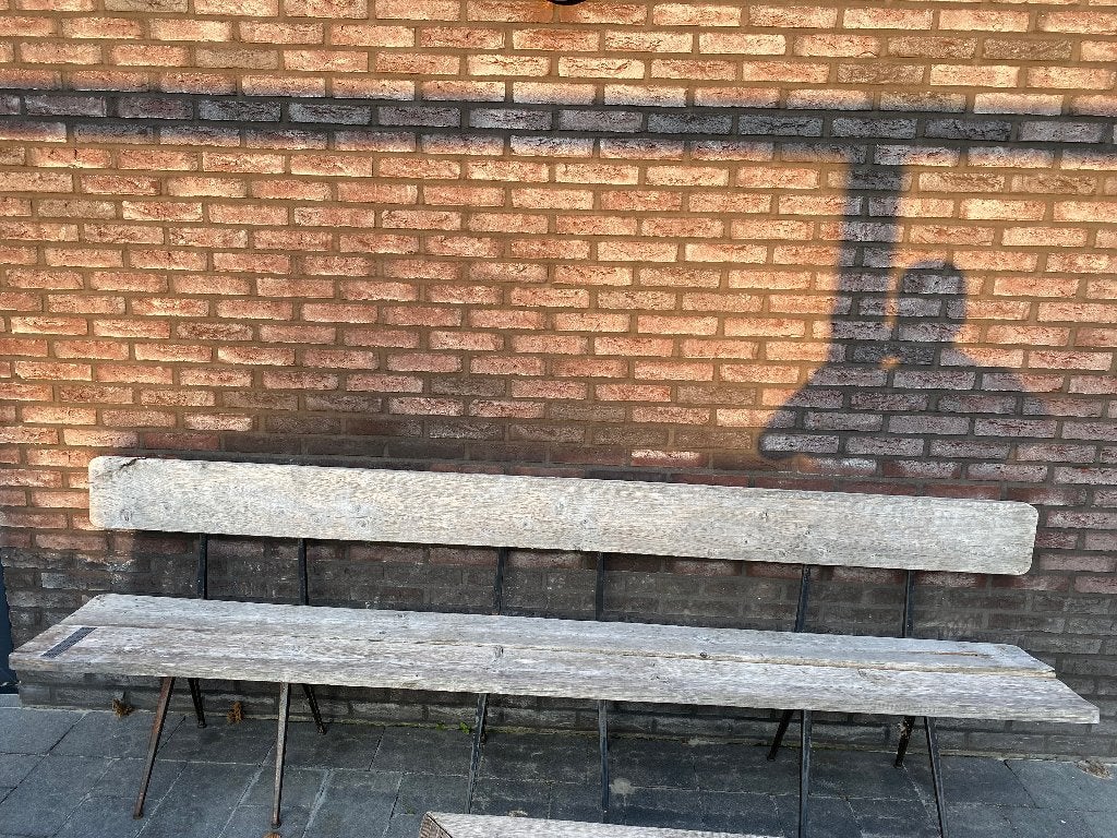 Tuinbank steigerhout/metaal 260cm, Ophalen, Gebruikt, Hout