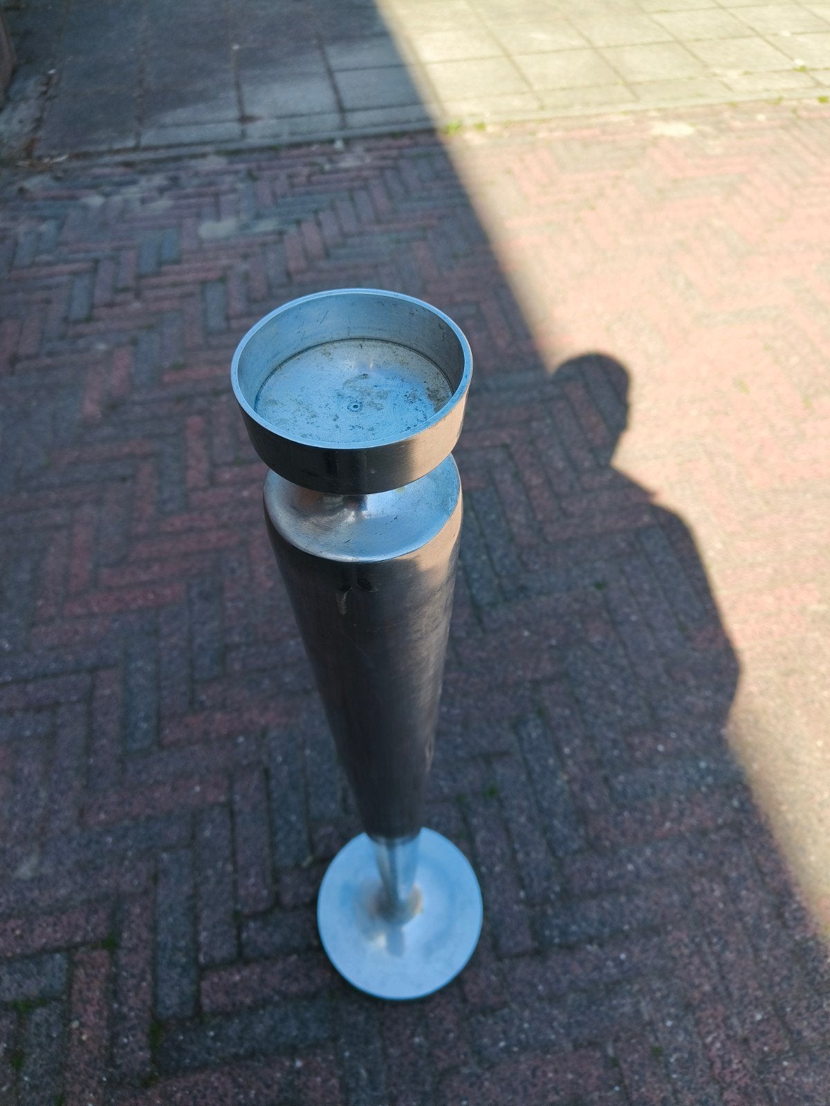Vintage metalen kaarsen kandelaar staand model, Vintage, Gebruikt, Ophalen of Verzenden, Metaal