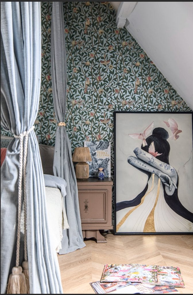 Gordijnen linnen hemelbed ijsblauw, Ophalen, Gebruikt, Blauw, Gordijn