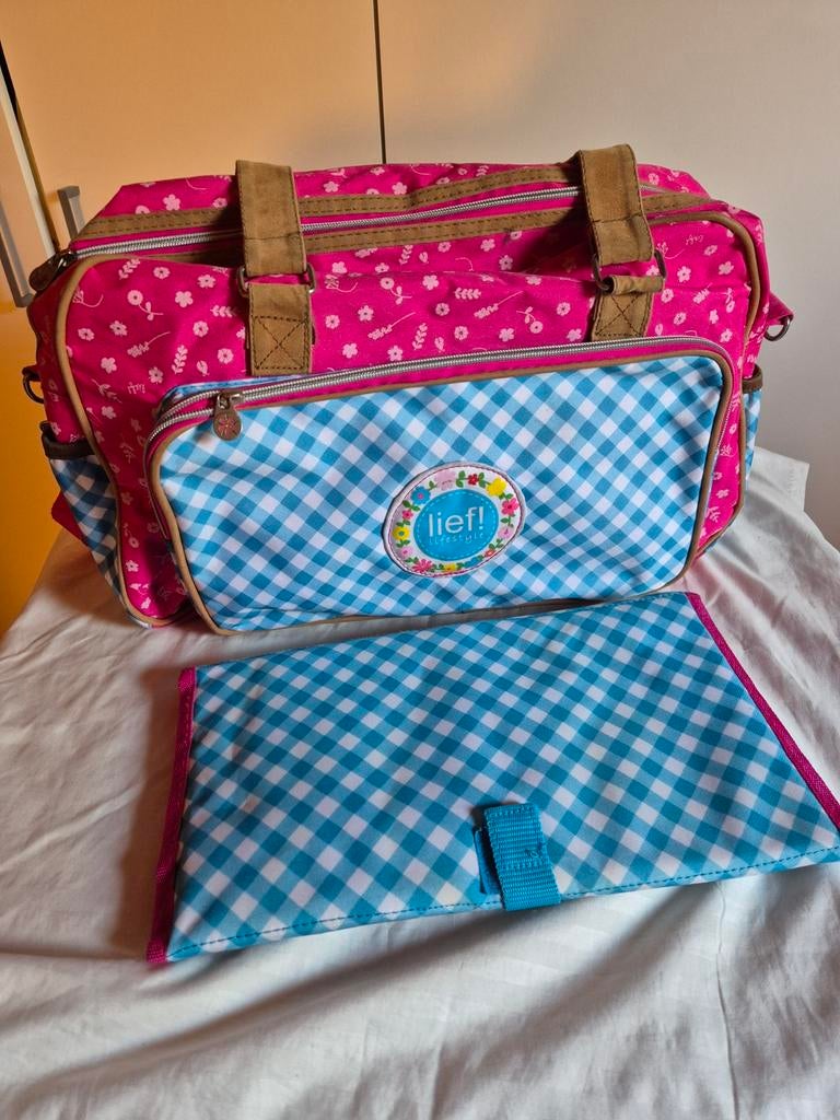 Lief! Luiertas met verschoonmatje, Kinderen en Baby's, Ophalen of Verzenden, Gebruikt, Schoudertas