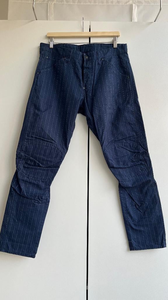 G-Star 5622 3D Tapered Pinstripe W33 L32, Kleding | Heren, G-Star Raw, Blauw, Ophalen of Verzenden, Zo goed als nieuw