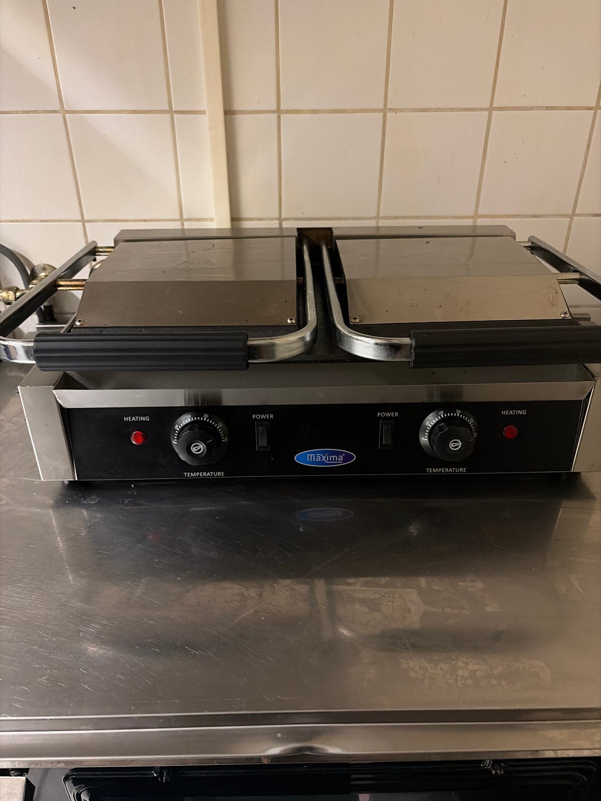 Maxima Dubbele Contactgrill - Professioneel, Ophalen of Verzenden, Gebruikt, Fornuis, Frituur en Grillen