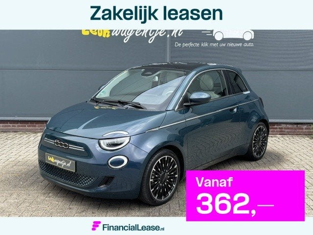 Fiat 500 e La Prima 42 kWh *leder *camera *stoelverw. *17", Dealer onderhouden, Gebruikt, 118 pk, 4 stoelen