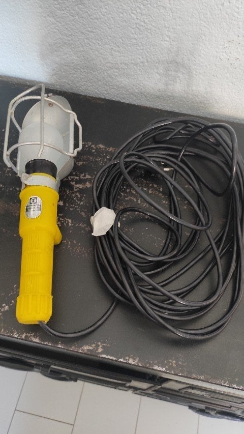 Vintage looplamp geel met zinken kapje, Ophalen of Verzenden, Gebruikt, 50 tot 200 watt, Overige typen