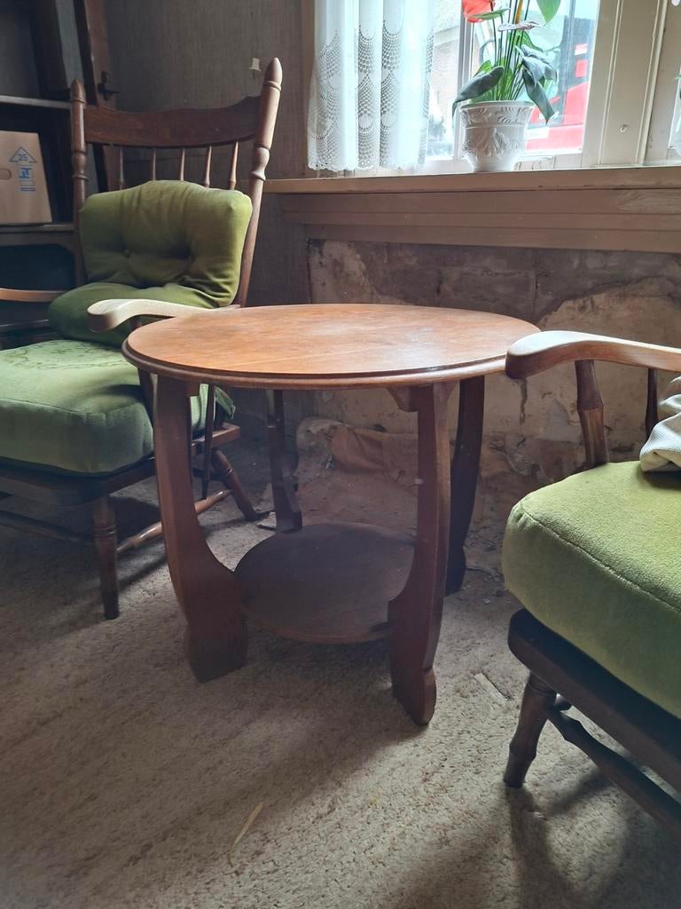 Vintage houten bijzettafel met extra plank, Ophalen