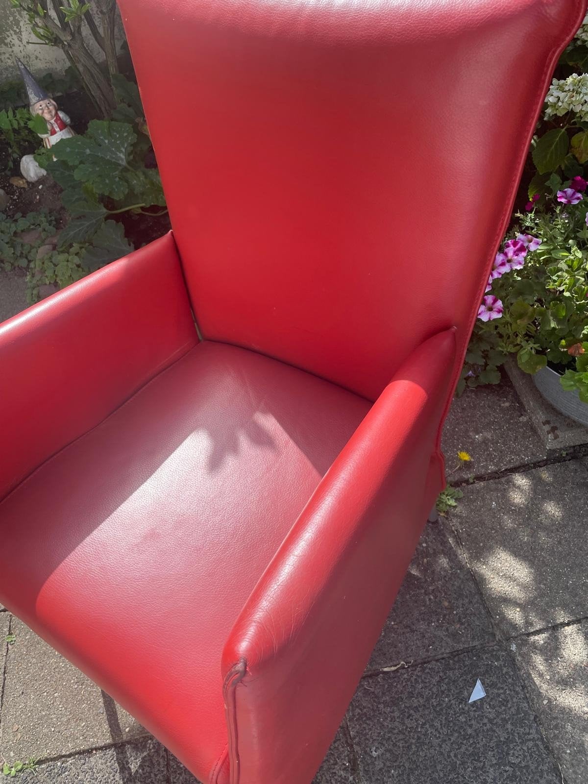 EETKAMERSTOELEN 4 STUK. ROOD ,DIK LEER   alles voor, Ophalen, Leer, 50 tot 75 cm