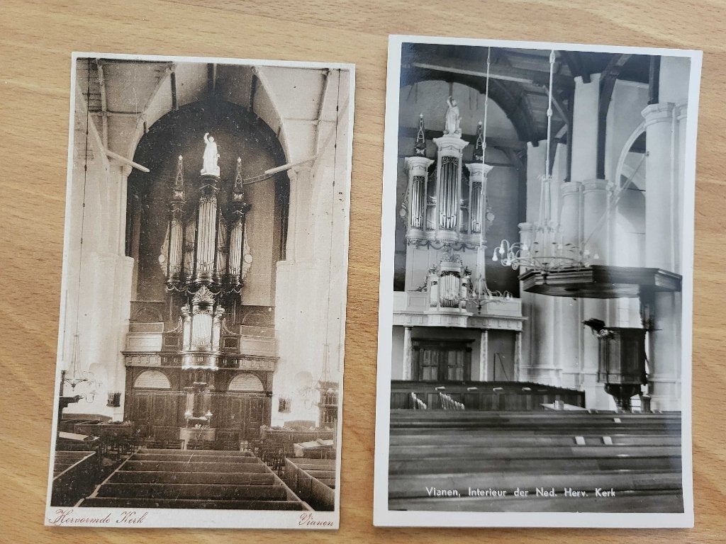 ansicht VIANEN Kerk Orgel (2x), Verzamelen, Ophalen, Voor 1920, Utrecht