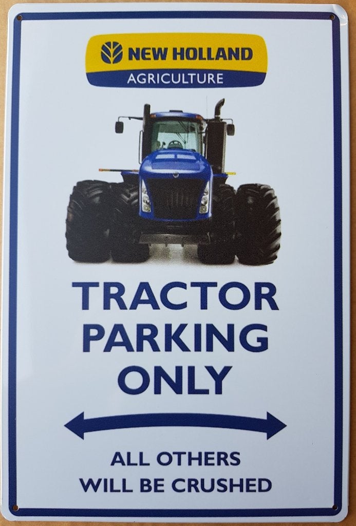 New Holland Tractor parking only reclamebord van metaal deco, Verzamelen, Merken en Reclamevoorwerpen, Reclamebord, Info@deconoord.nl