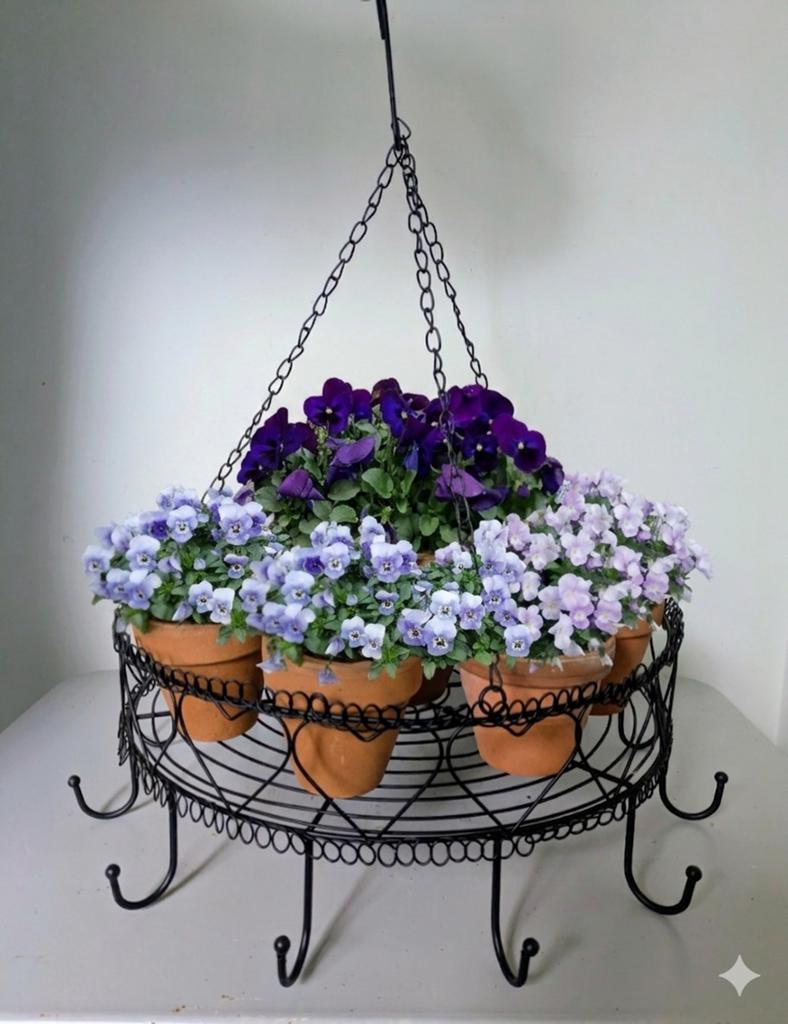 Hangende plantenhouder met terracotta potten, Rond, Ophalen of Verzenden, Balkon, Minder dan 40 cm