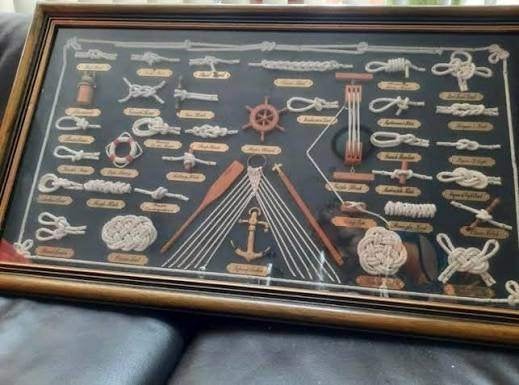 Frame met Scheepsknopen - Wandvitrine - Vintage, Ophalen of Verzenden, Zo goed als nieuw, Minder dan 50 cm, Schilderij