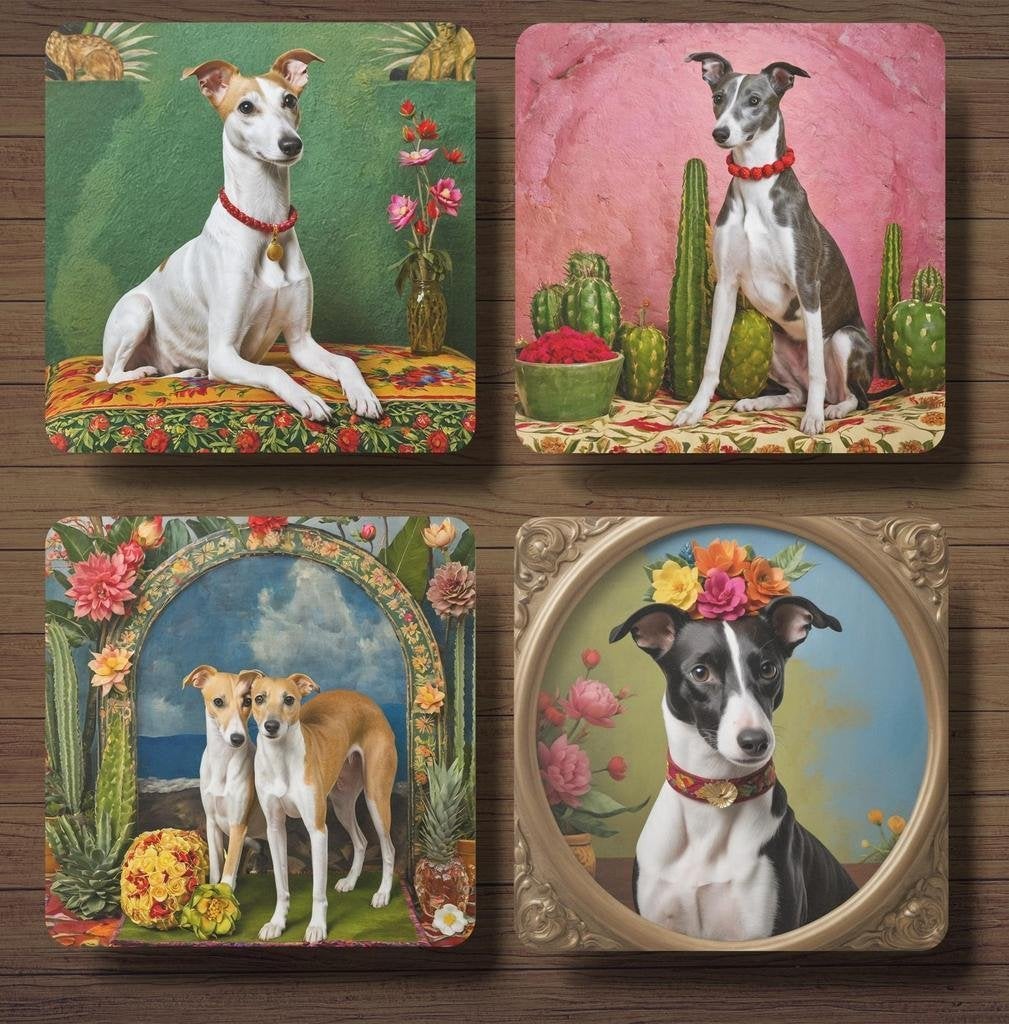 Whippet Frida Kahlo onderzetters met houder, Ophalen of Verzenden, Nieuw