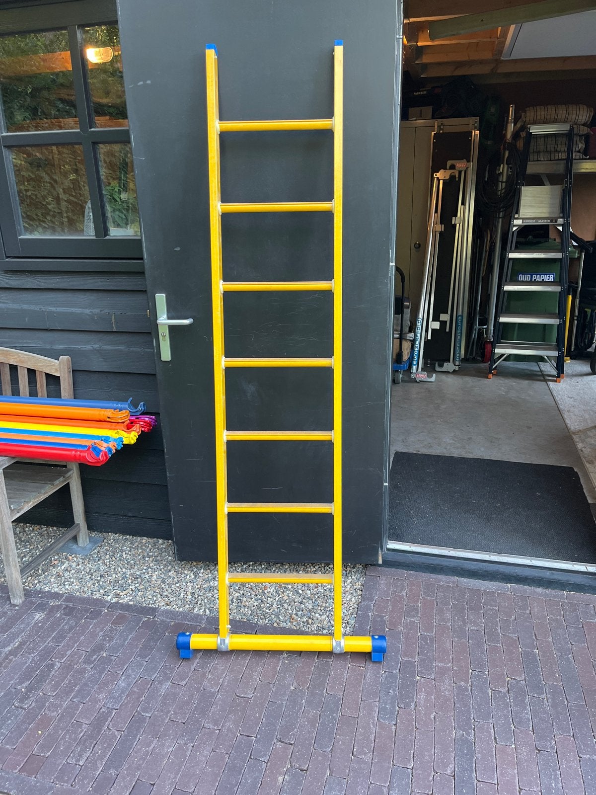 Glasfiber ladder 7 sporten met stabiliteitsbalk., Ophalen, Gebruikt, Ladder, Minder dan 2 meter