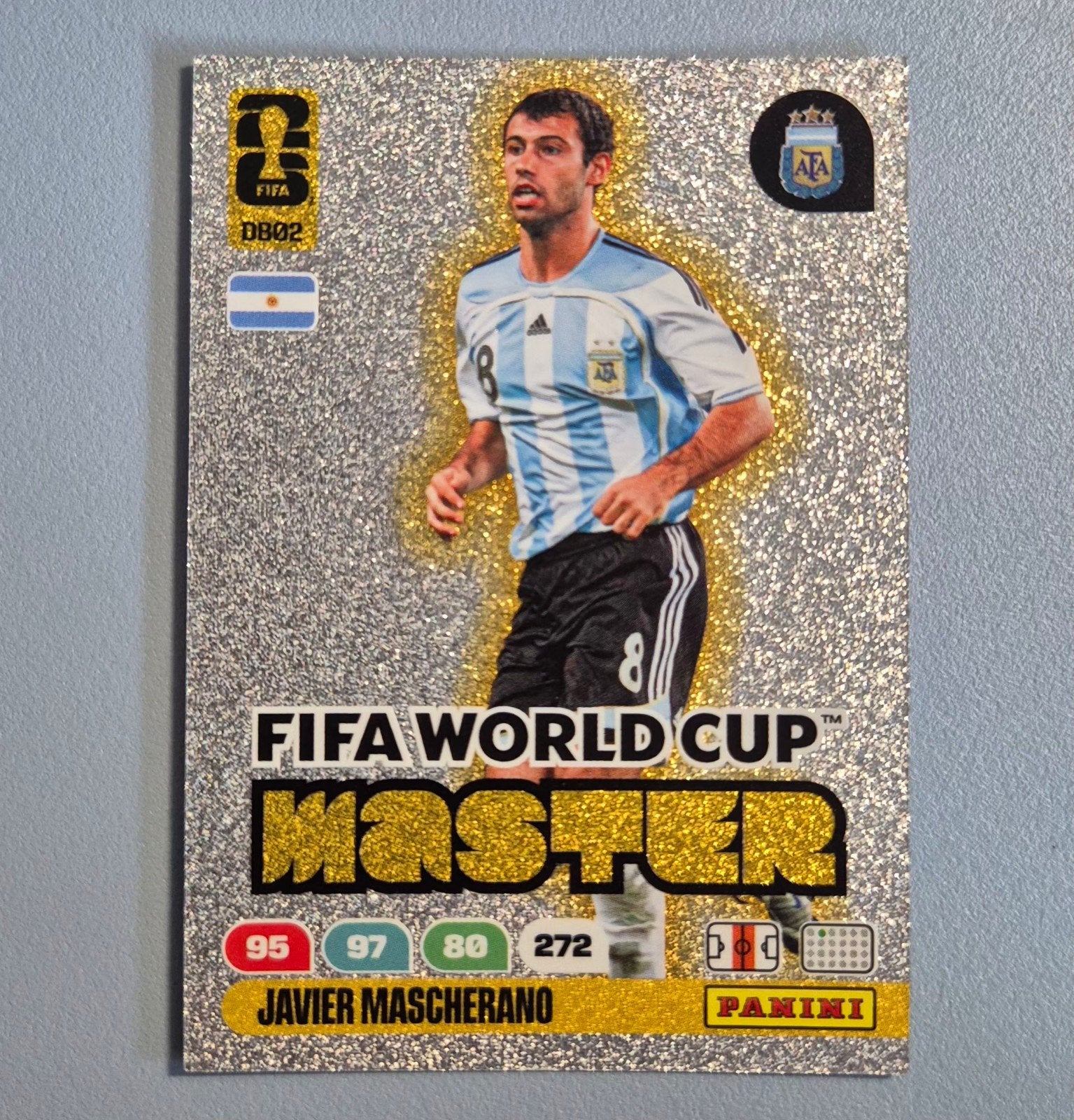 Javier Mascherano - FIFA World Cup 2026 Master Panini DB02, Hobby en Vrije tijd, Stickers en Plaatjes, Ophalen of Verzenden, Nieuw