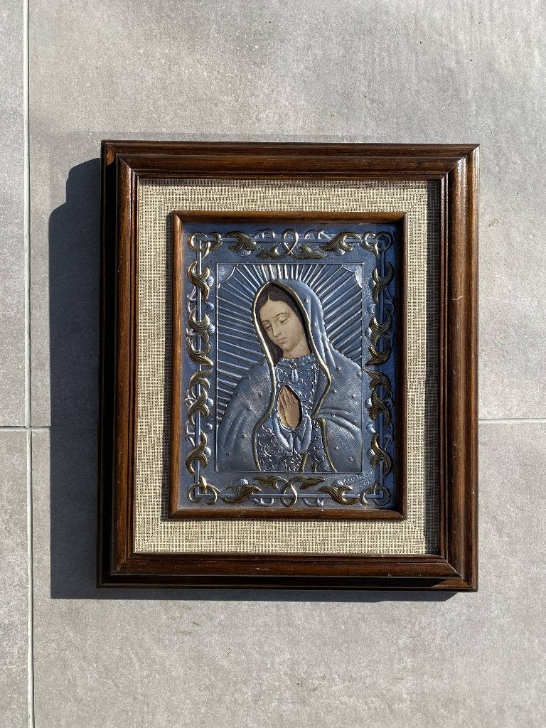 Handgemaakt decoratief schilderij – Maagd Maria (Mexico), Antiek en Kunst, Ophalen, Portret of Personen, Overige technieken, Origineel werk