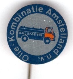 Olie Kombinatie Amstelland Aalsmeer blik speldje ( M_126), Verzamelen, Speldjes, Pins en Buttons, Verzenden, Zo goed als nieuw