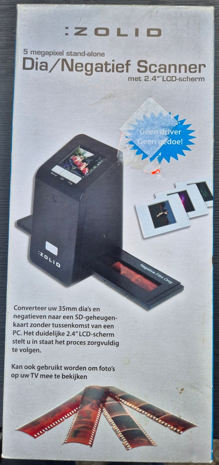 Zolid 5 Megapixel Dia/Negatief Scanner met 2.4" LCD-scherm, Computers en Software, Diascanner, Ophalen of Verzenden, Zo goed als nieuw