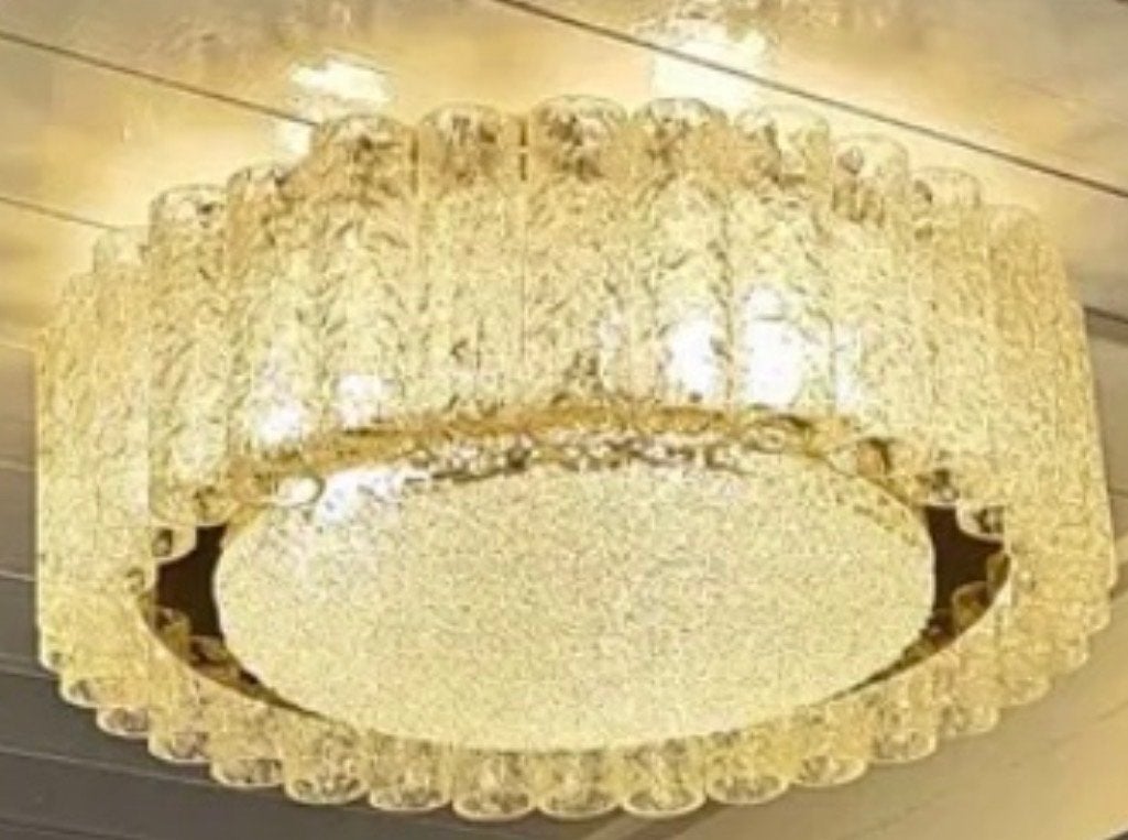 Prachtige glazen plafondlamp, Ophalen of Verzenden, Gebruikt, Glas, Plafondlamp