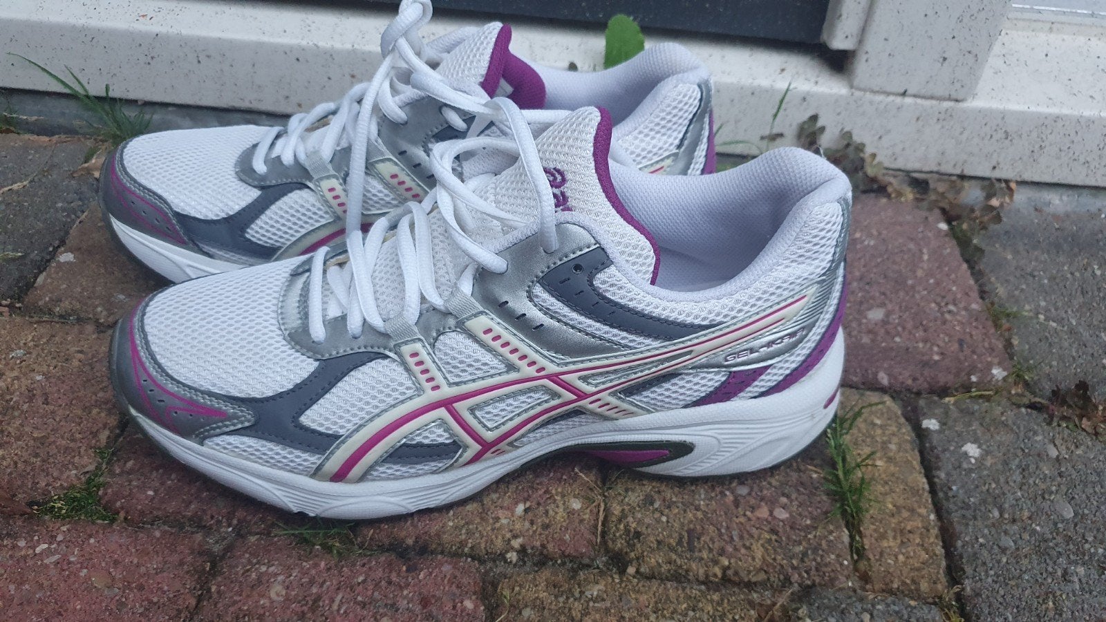 ASICS GEL-Kayano hardloopschoenen dames - Wit/Paars, Ophalen of Verzenden, Zo goed als nieuw, ASICS, Wit