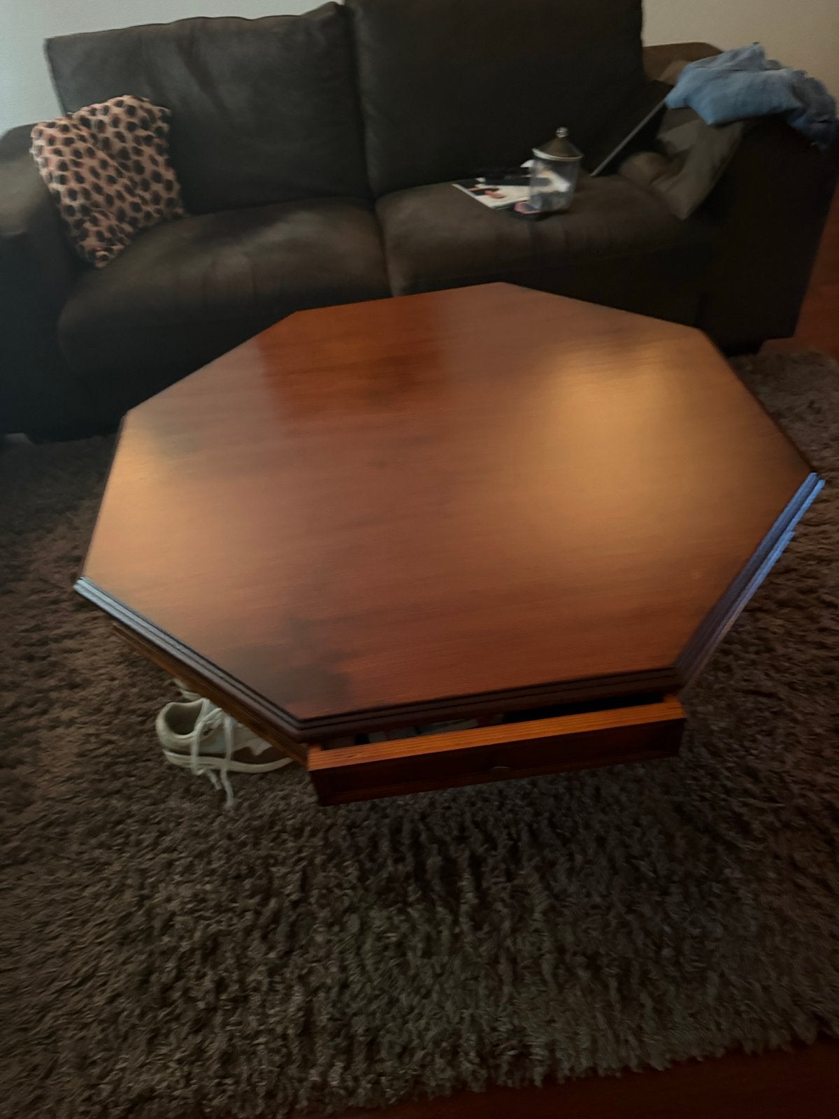 Octagonale Salontafel met Lade - Hout, 50 tot 100 cm, Zo goed als nieuw, Overige vormen, 5 – 50