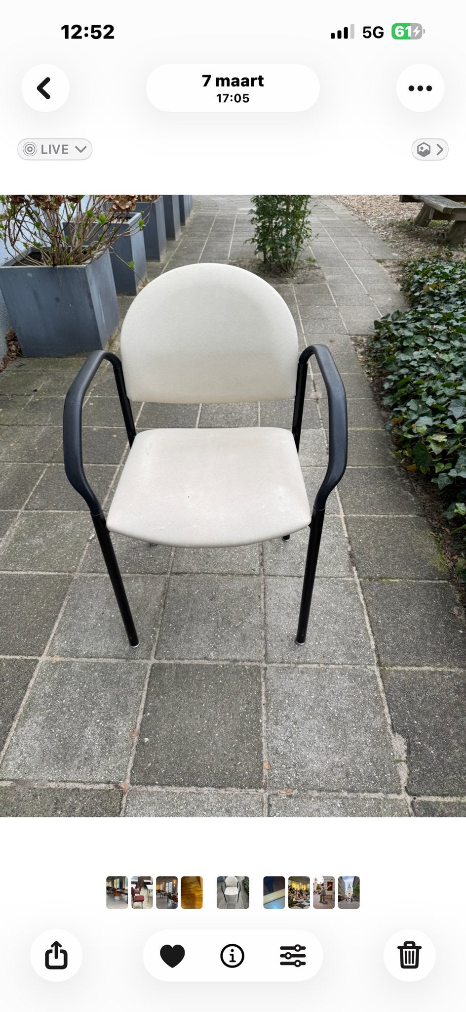 Comfortabele stoel met armleuningen - Wit/Zwart, Ophalen, Gebruikt, Wit, Metaal