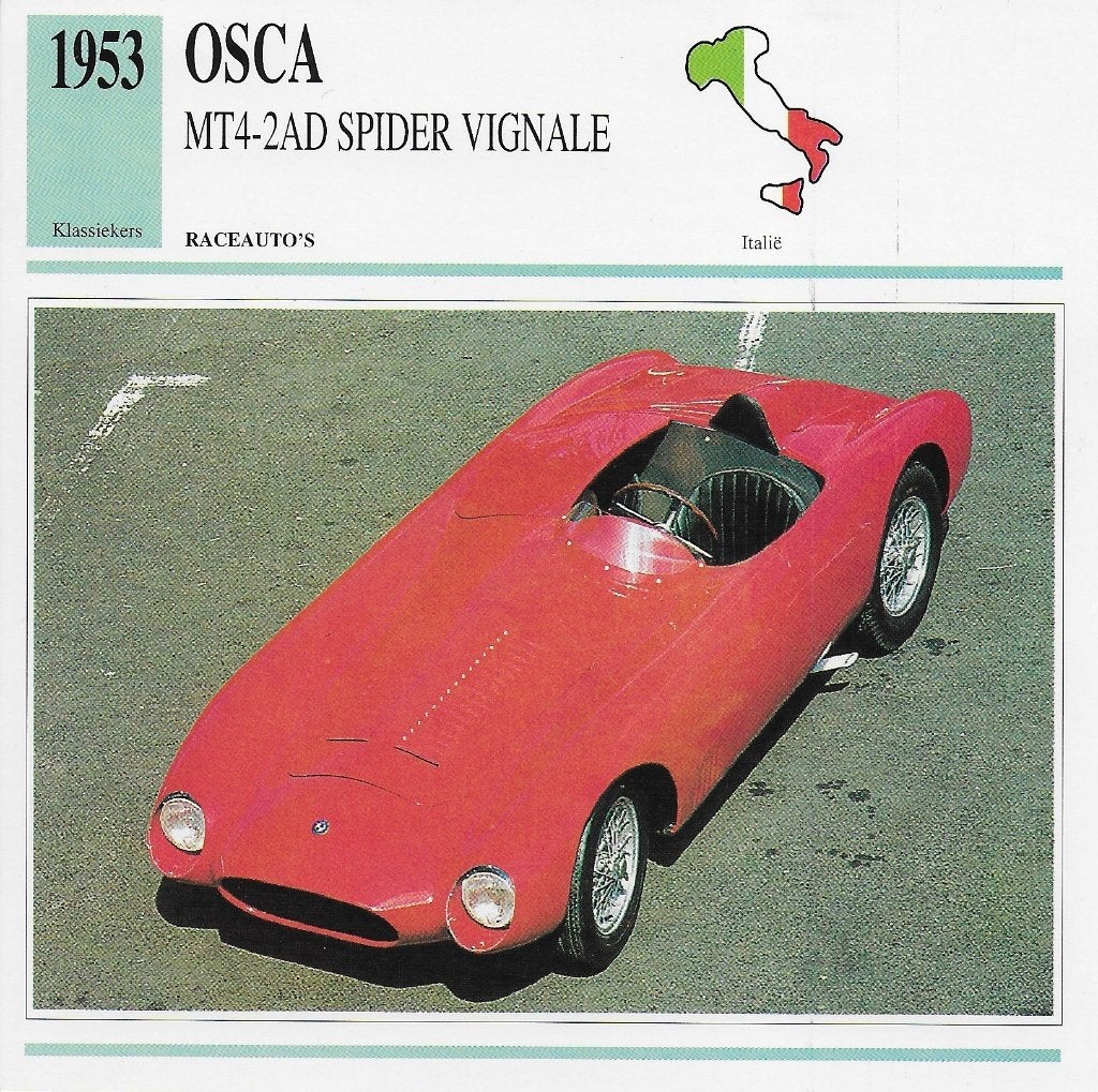 Ma884 autokaart osca mt4 2ad spider vignale ( 1953 ), Ophalen of Verzenden, Zo goed als nieuw, Auto's