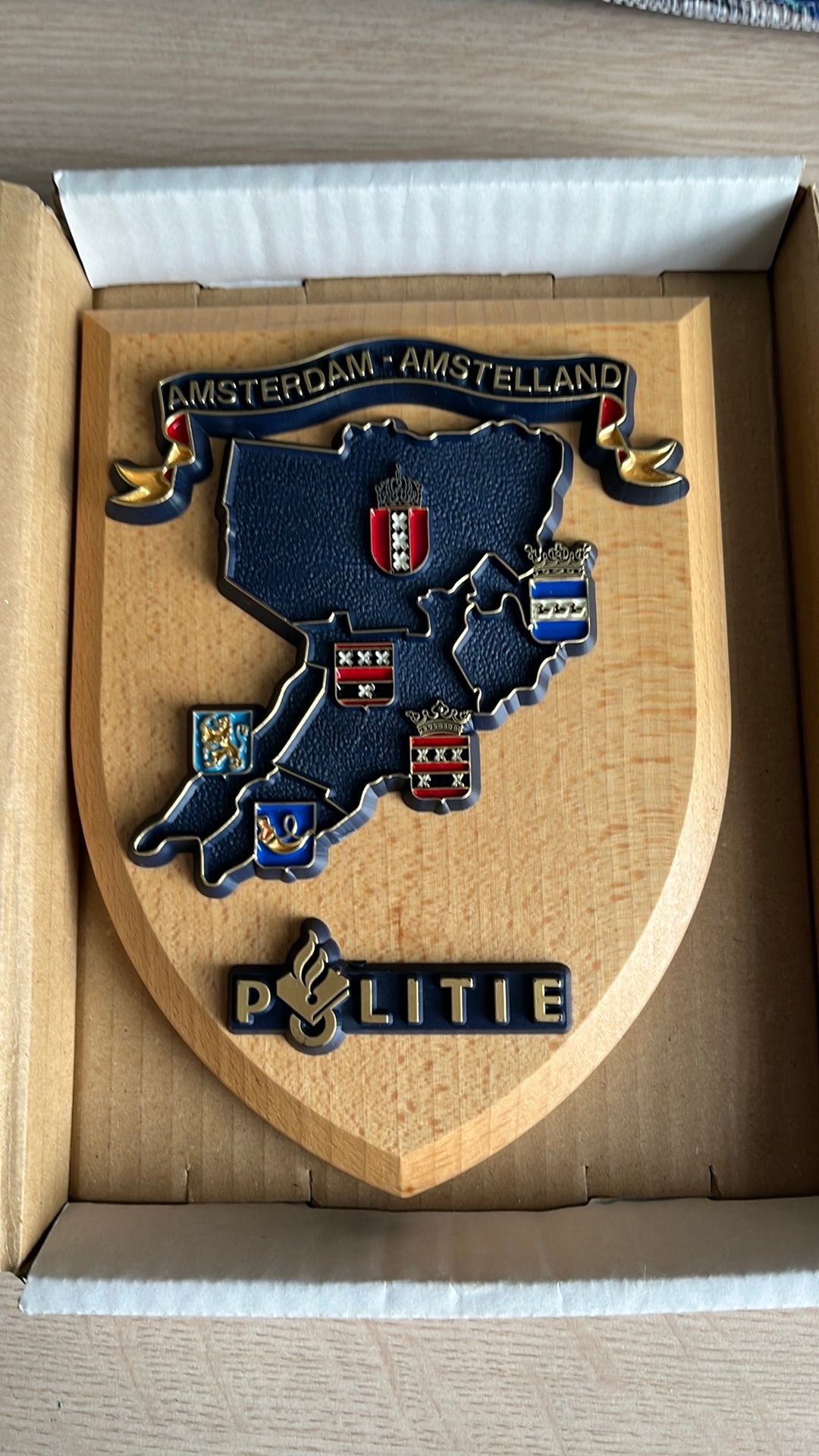 Houten schild van Politie Amsterdam-Amstelland, Ophalen of Verzenden, Zo goed als nieuw