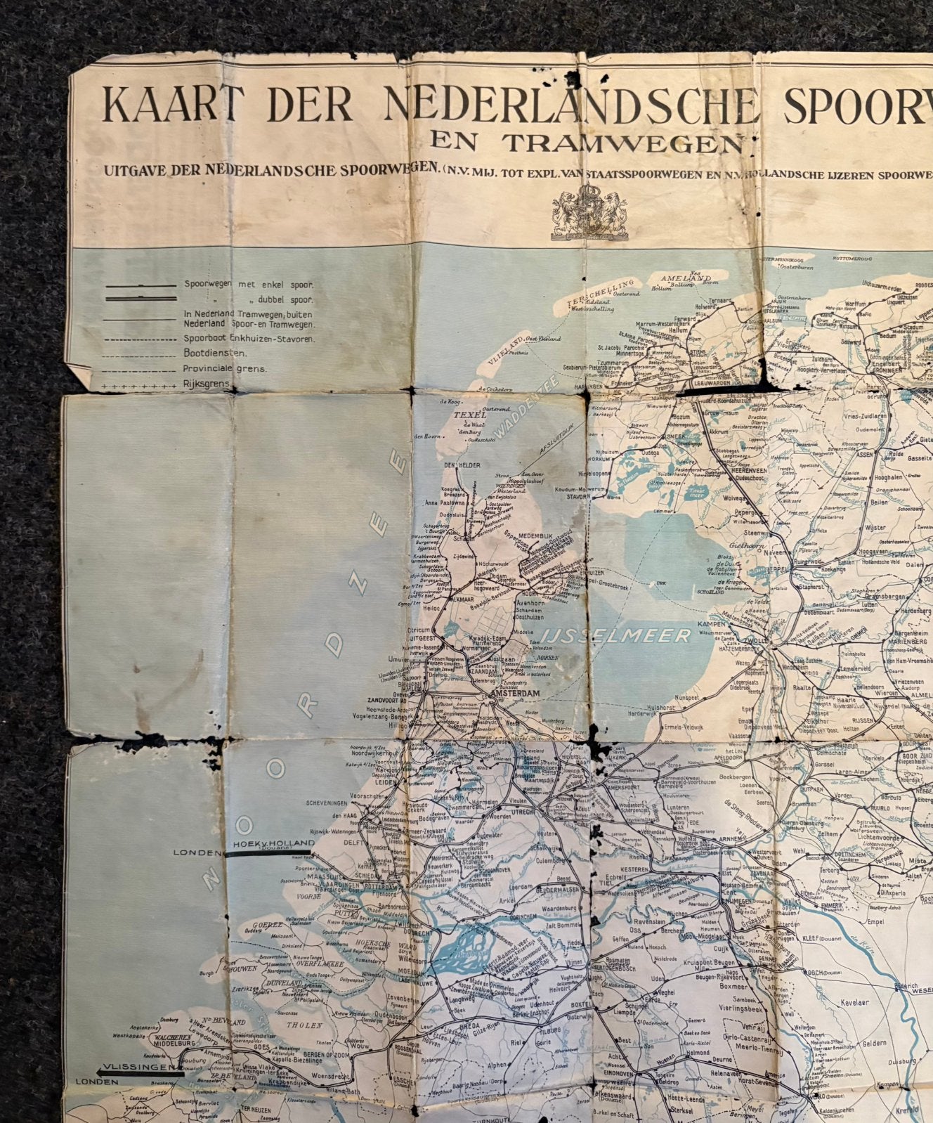Kaart der Nederlandsche spoorwegen en tramwegen (1933), Ophalen of Verzenden, Gebruikt, Trein