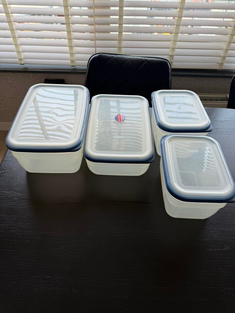 4 curver bakjes. Inhoud 1x 5,4 liter, 1x 4 liter, 2x 2,4 lt, Ophalen of Verzenden, Zo goed als nieuw