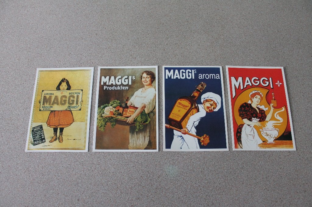 Ansichtkaarten MAGGI reclame: aroma, bouillonblokjes, soep, Ophalen of Verzenden, 1980 tot heden, Ongelopen, Overige thema's