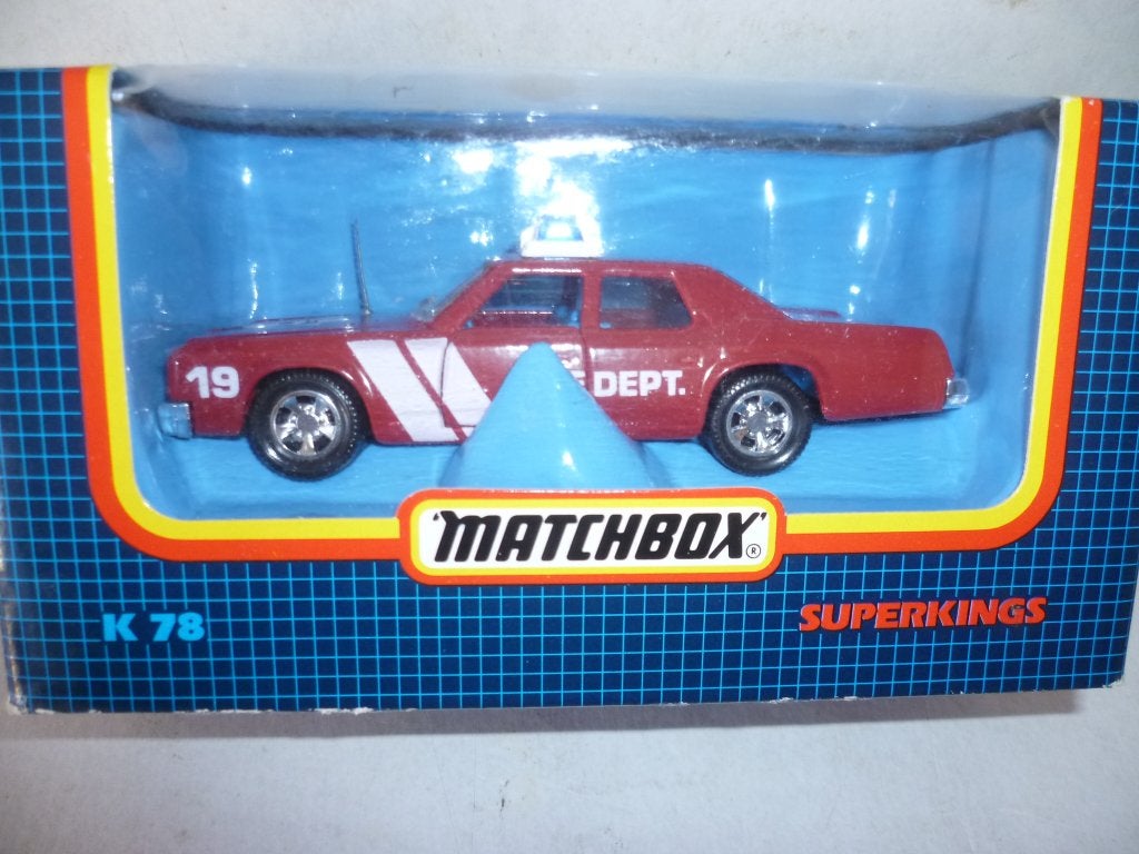 Matchbox K78 1979 Superkings Plymouth Granfury Fire 1:36, Ophalen of Verzenden, Nieuw, Auto, Matchbox