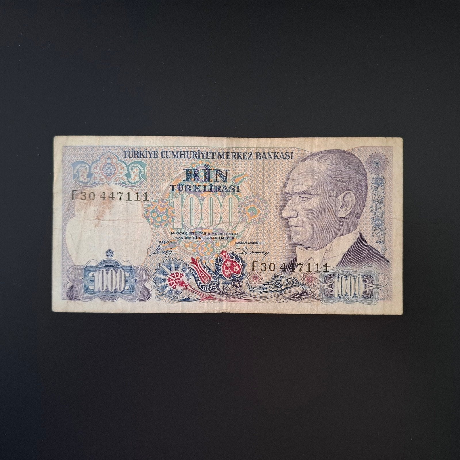 1000 lira Turkije #055, Postzegels en Munten, Bankbiljetten | Europa | Niet-Eurobiljetten, Verzenden, Overige landen, Los biljet