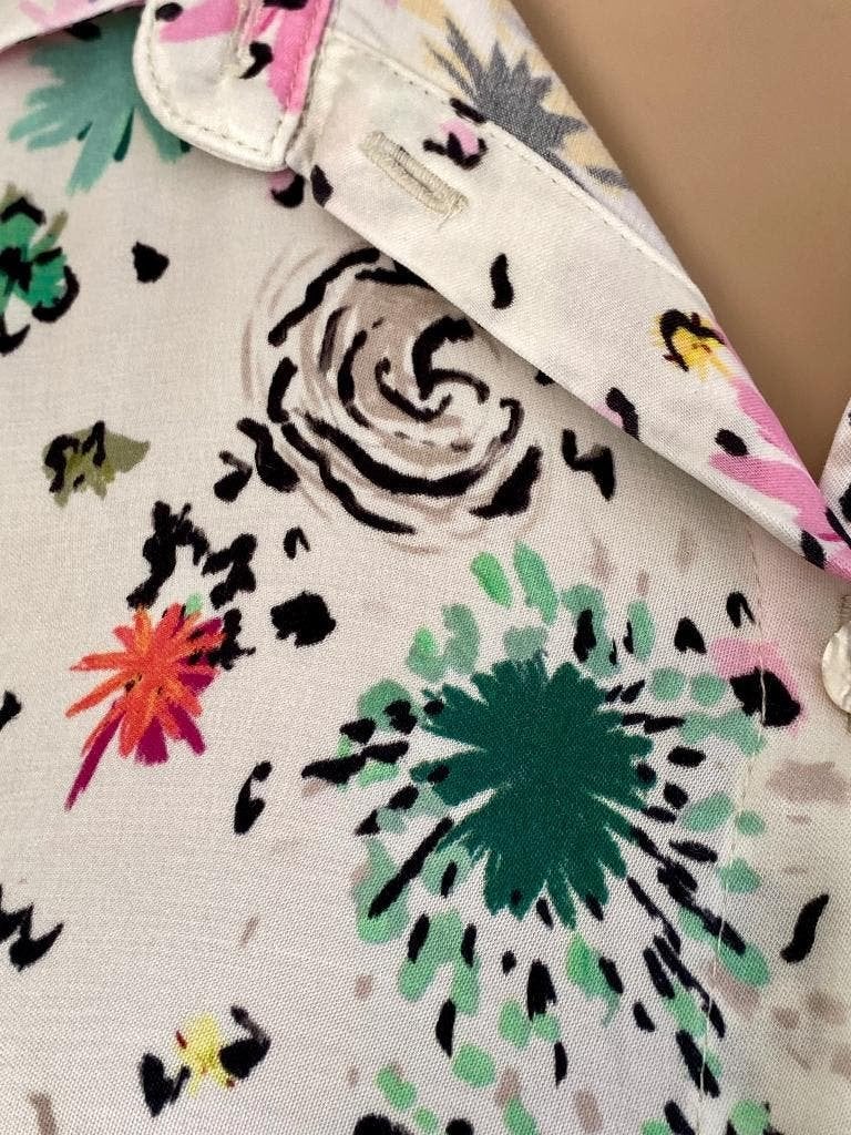 K161 Nieuw: Pom maat 38=M blouse top wit/roze/groen, Maat 38/40 (M), Wit, Nieuw, Ophalen of Verzenden