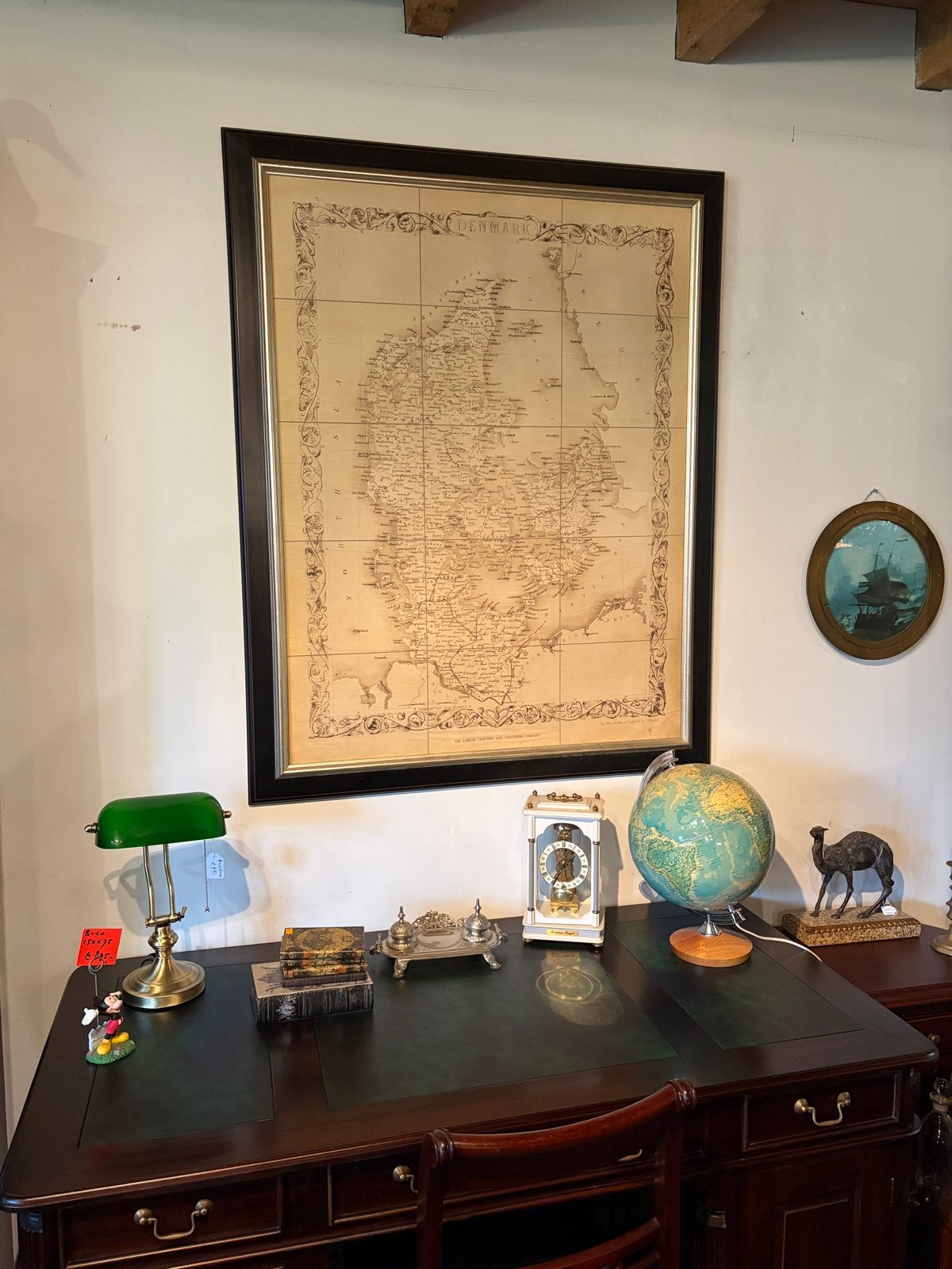 Grote landkaart van Denemarken in zwarte lijst, Ophalen, Europa Overig, 1800 tot 2000, Landkaart