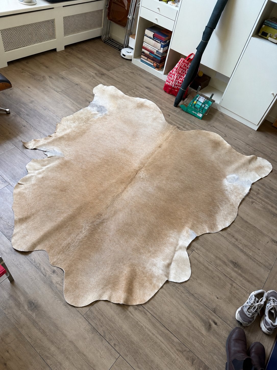 Beige Koeienhuid Vloerkleed - 200 x 140 cm, Gebruikt, 100 tot 150 cm, Verzenden, Beige