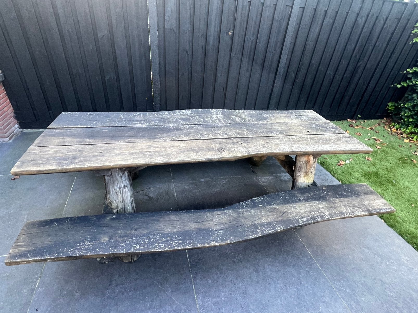 Zware houten picknicktafel, Ophalen of Verzenden, Gebruikt, Rechthoekig, Hout