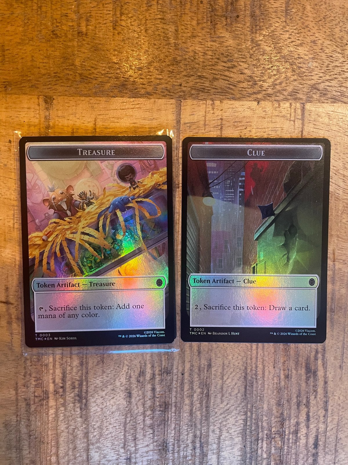 Mtg foil token Treasure/Clue, Ophalen of Verzenden, Zo goed als nieuw, Losse kaart, Foil