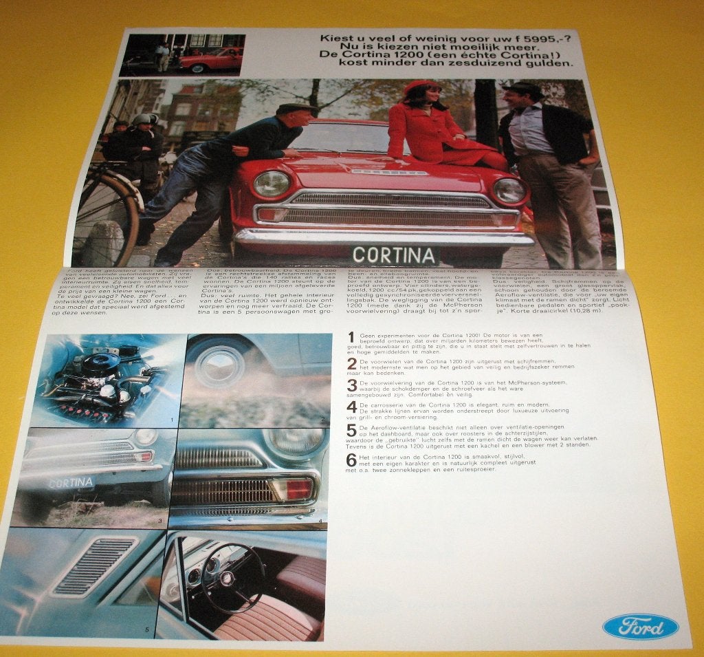 Folder autofolder Ford Cortina 1200 ZGAN, Boeken, Auto's | Folders en Tijdschriften, Ophalen of Verzenden, Gelezen, Ford
