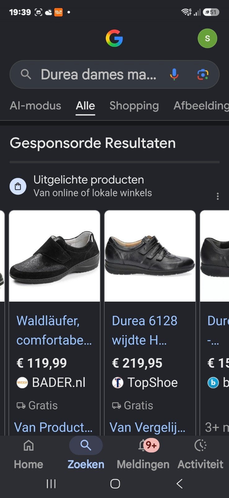 DUREA schoen mt 7.5 klittenband zwart, Durea, Zwart, Overige typen, Nieuw