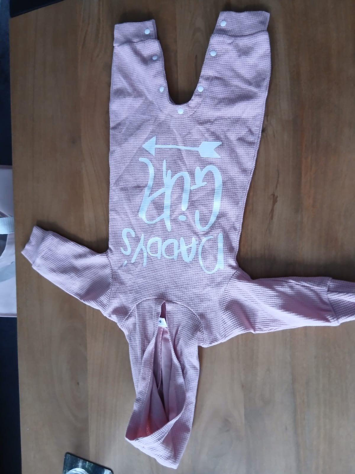Roze Wafelstof Romper met Capuchon - Daddy's Girl 0-3M, Ophalen of Verzenden, Gebruikt, Onbekend, Meisje