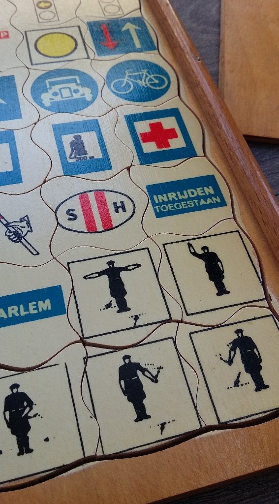 Omstreeks 1950 Verkeersbod Educatief School Puzzel Holland, Ophalen of Verzenden, Minder dan 500 stukjes, Zo goed als nieuw, Legpuzzel
