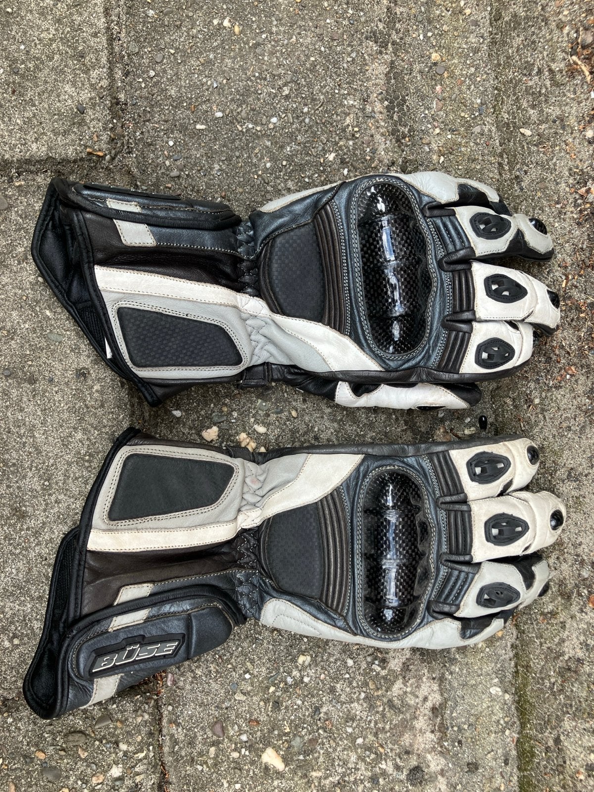 Büse Racing motorhandschoenen - Zwart/Wit, Maat 10, Ophalen of Verzenden, Tweedehands, Heren, Handschoenen