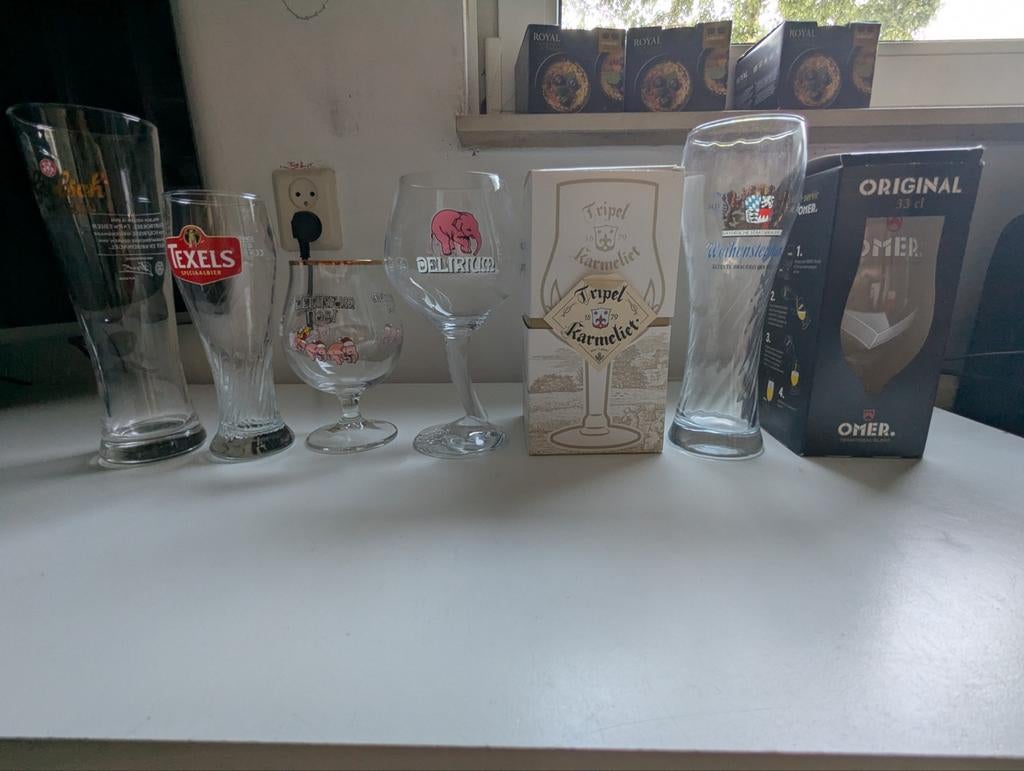 Bierglazen collectie: Texels, Delirium, Tripel Karmeliet, Ophalen of Verzenden, Meerkleurig, Overige merken, Glas