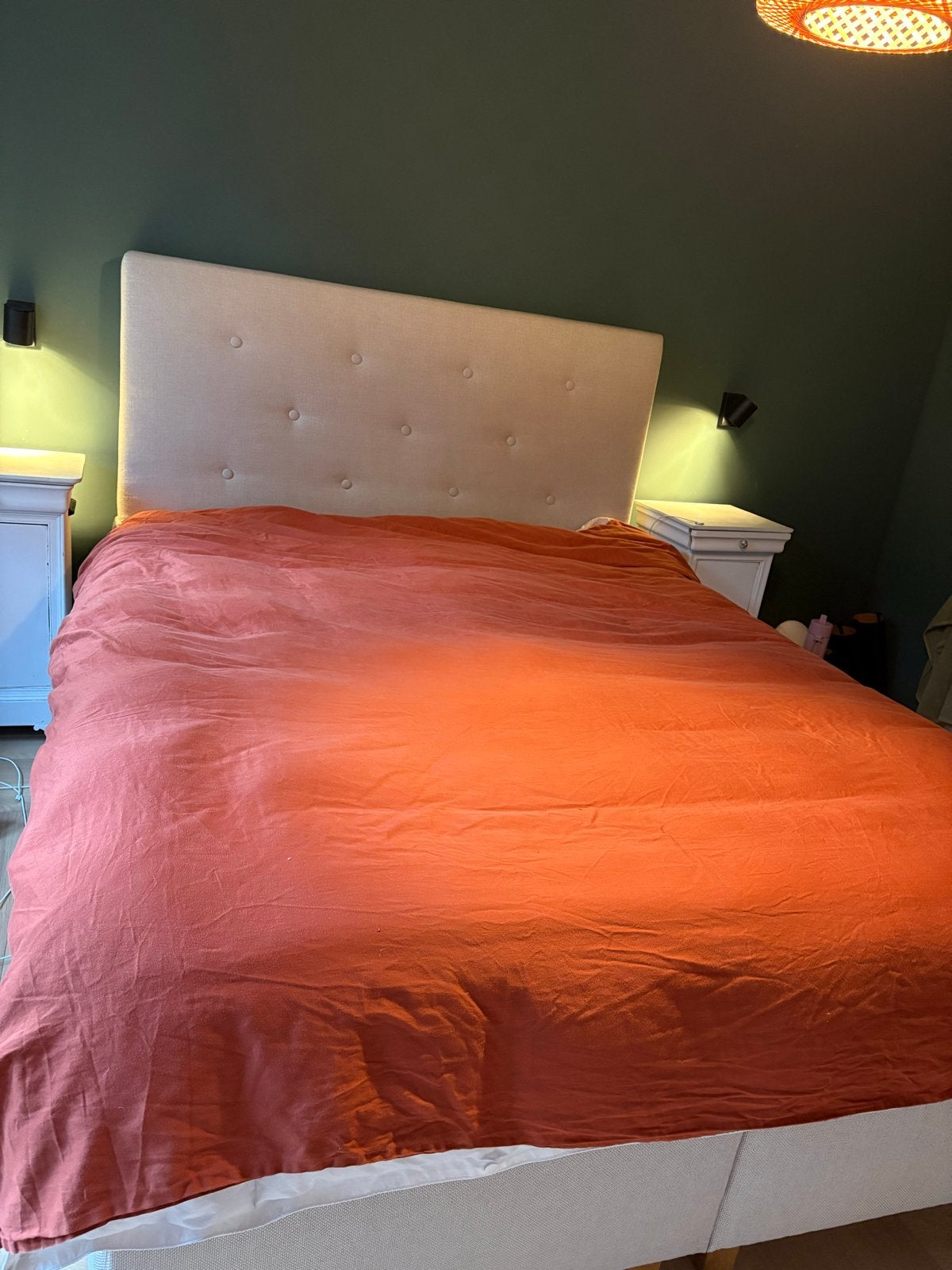 IKEA Boxspring 160x200 - Comfortabel en Stijlvol, Ophalen, Gebruikt, Beige, Tweepersoons