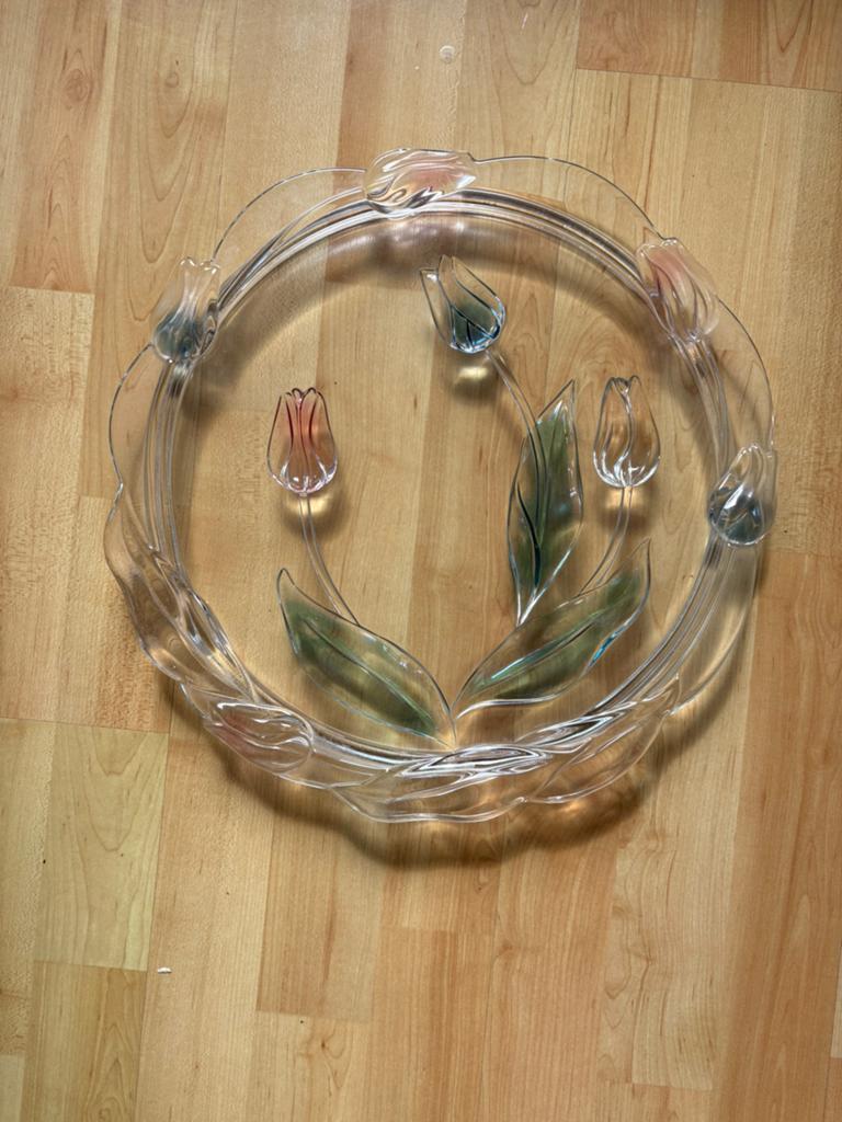 Glazen tulpen plateau, Huis en Inrichting, Woonaccessoires | Kransen, Ophalen, Zo goed als nieuw
